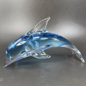Venetian Art Glass 10inch Long Art Glass Dolphin Fish Figurine Paperweight Italy